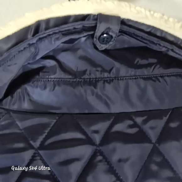 MICHAEL Michael Kors Navy Quilted Puffer with Cream Collar - Picture 9 of 10